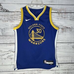 Nike Blue and Yellow Golden State Warriors Kids Jersey. Youth M